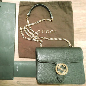 Gucci Interlocking Leather Bag (Black)